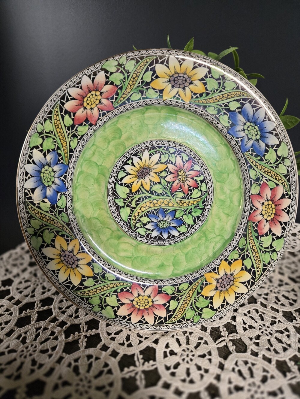 Maling Art Deco Floral Plate – Pattern 6334 – England – 11"